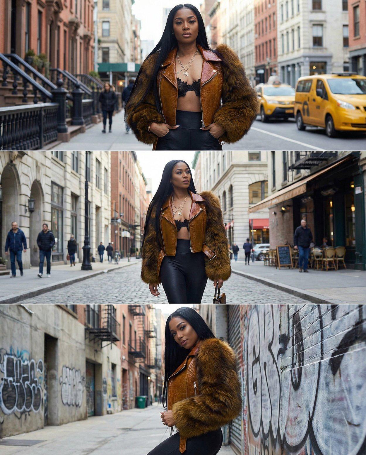 Crocodile Women's Patchwork Fur Jacket