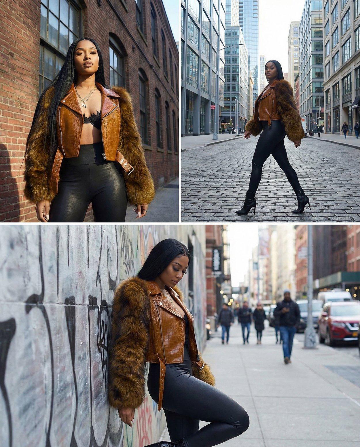 Crocodile Women's Patchwork Fur Jacket