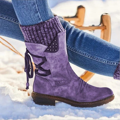 Women Winter Mid-Calf Boots Flock Winter Shoes Ladies Fashion