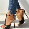 Rimocy sexy women t-strap floral print sandals
