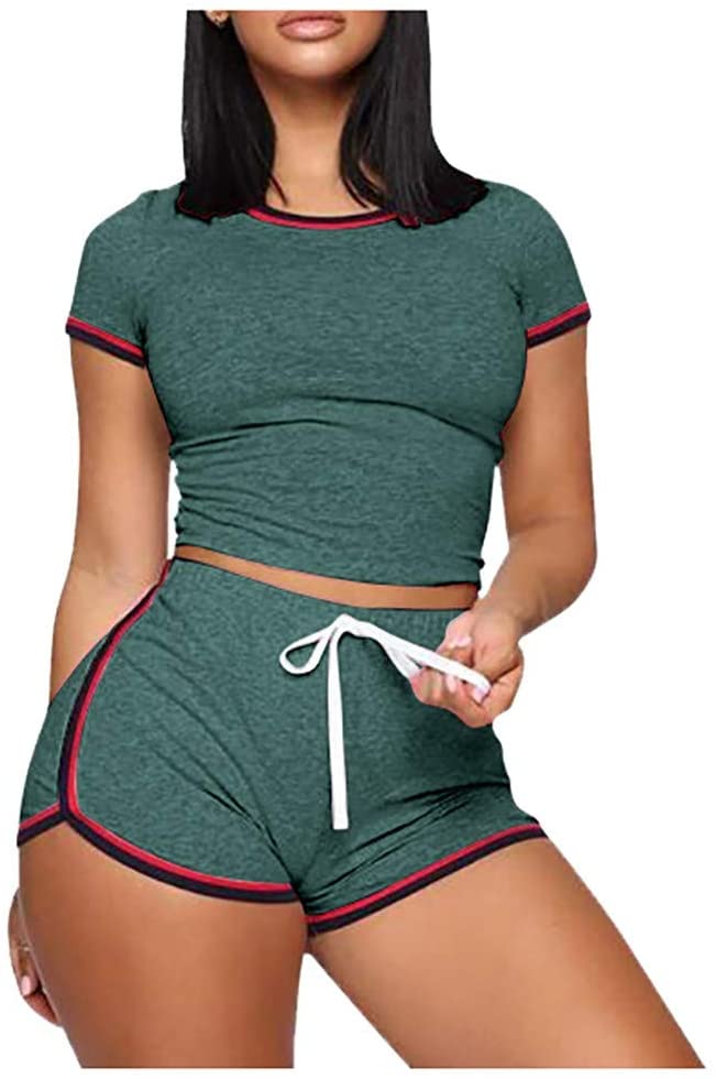 2pcs Women Casual Sport Tracksuits Slim Pajama Set Sexy