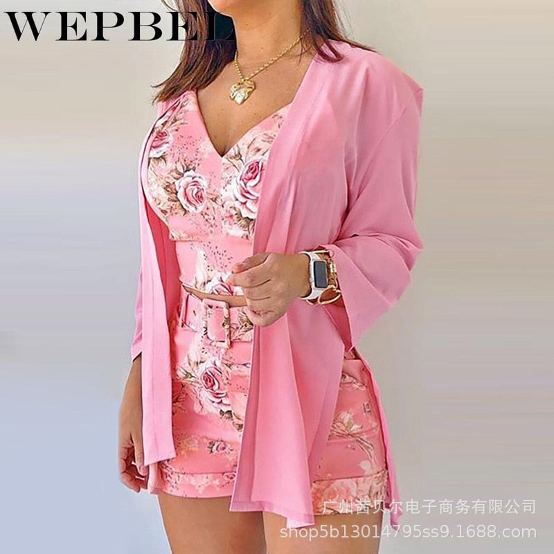 Women Flower Printed Sexy Suit Casual Long Sleeve Cardigan Coat