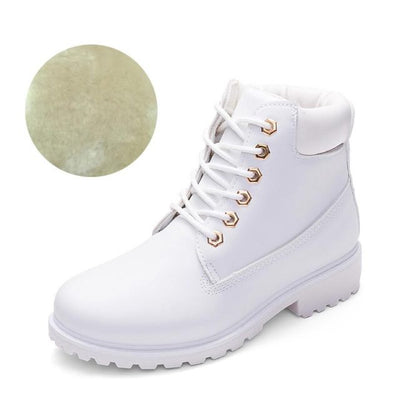 Snow boots women shoes lace-up winter boots leather women