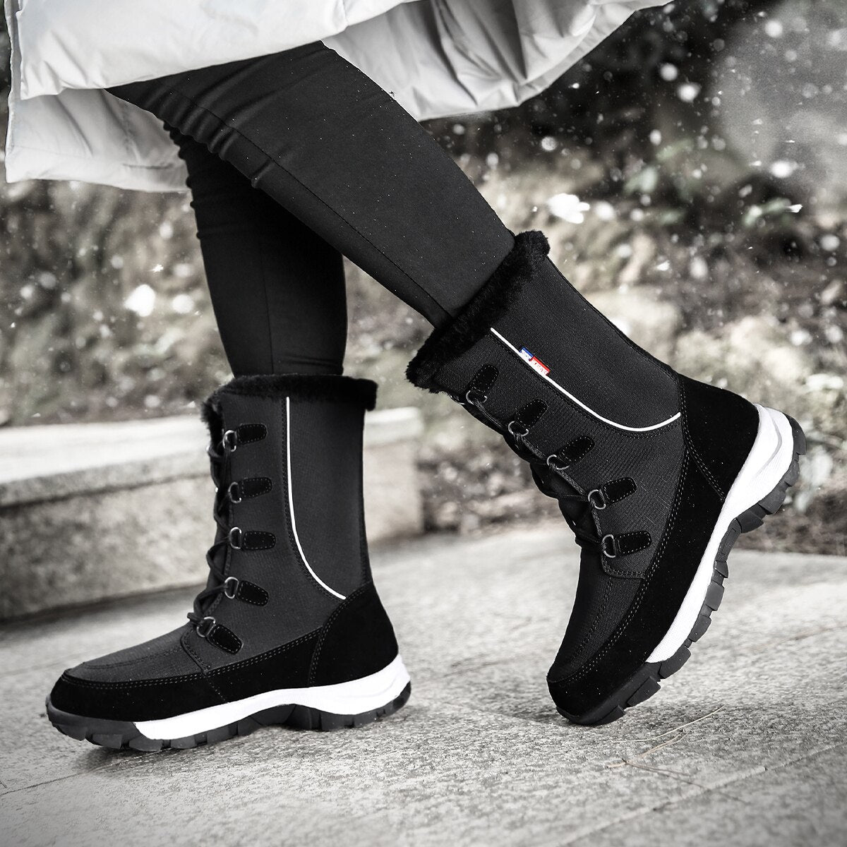 Women Winter Boots Fashion Waterproof Cloth Black