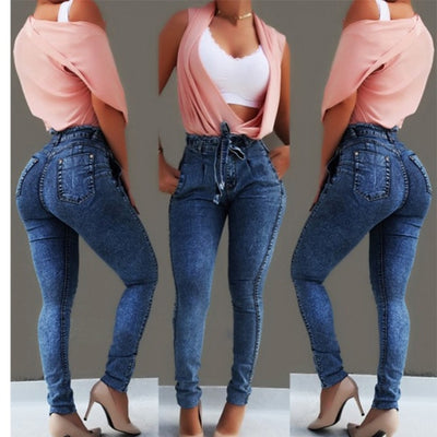 High Waist Jeans For Women Slim Stretch Denim Jean Bodycon