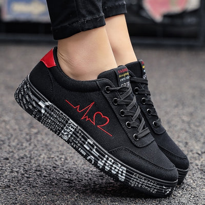 Fashion Women Vulcanized Shoes Sneakers Ladies Lace-up