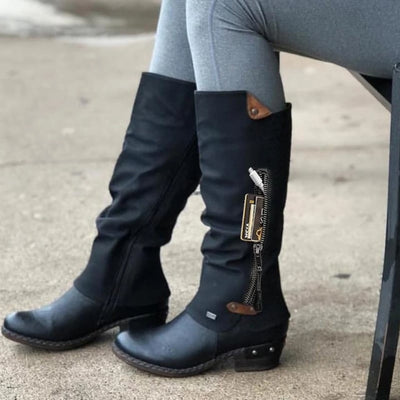 Winter Fashion Women's Boots Side Zipper Buckle Strap