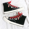 Amy and Michael Designers Fashion High Top Black Canvas Shoes